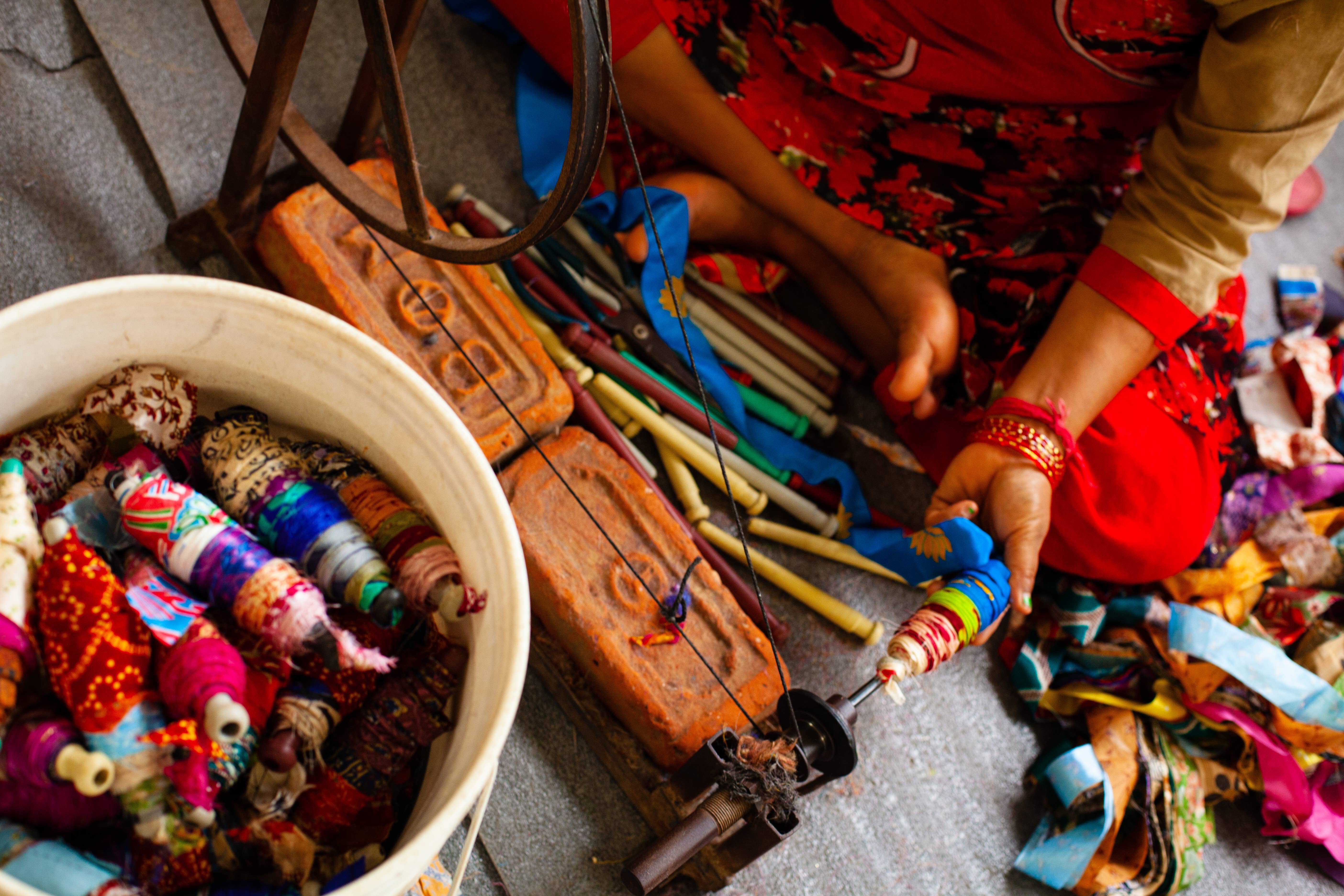 Recycled fabrics Upcycled Sari Yoga Mat Bag for wholesale on Faire7