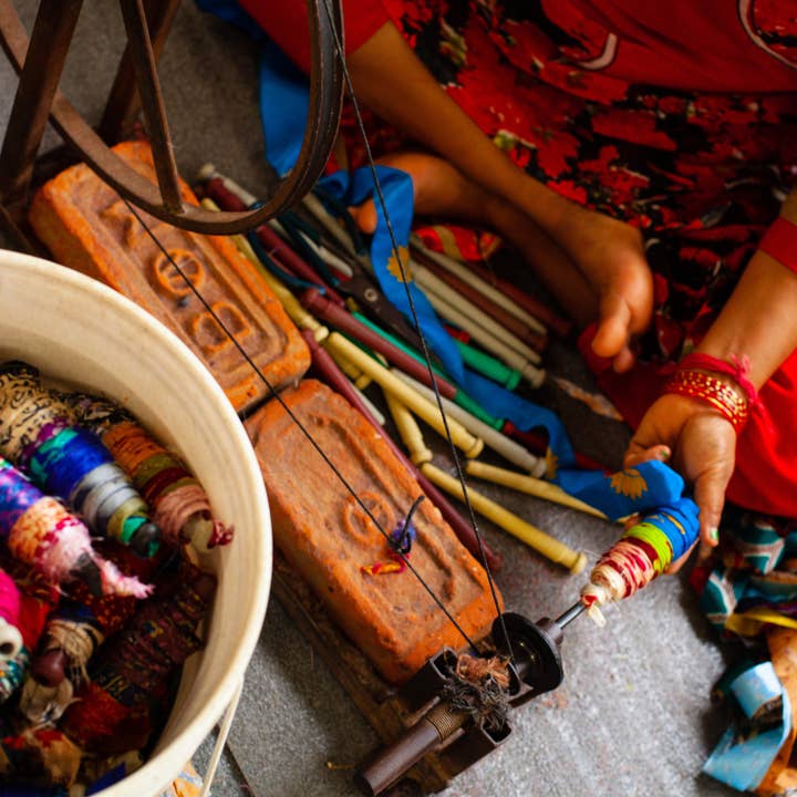 Recycled fabrics Upcycled Sari Yoga Mat Bag for wholesale on Faire7