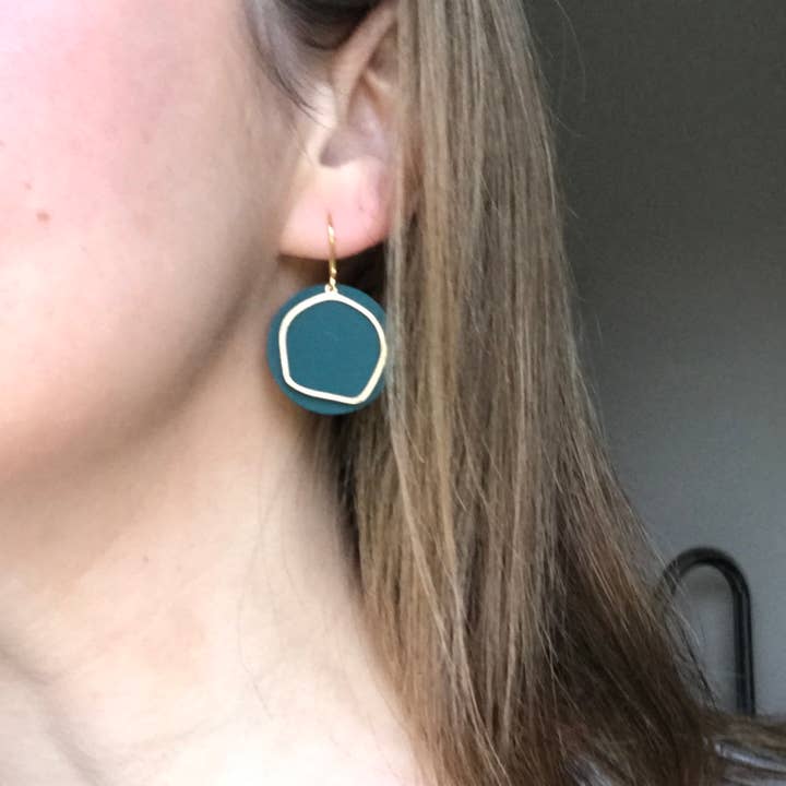 Copper Bee - Wholesale Dangle Earrings - Statement Organic Hexagon Colour Disc and Brass Earrings1