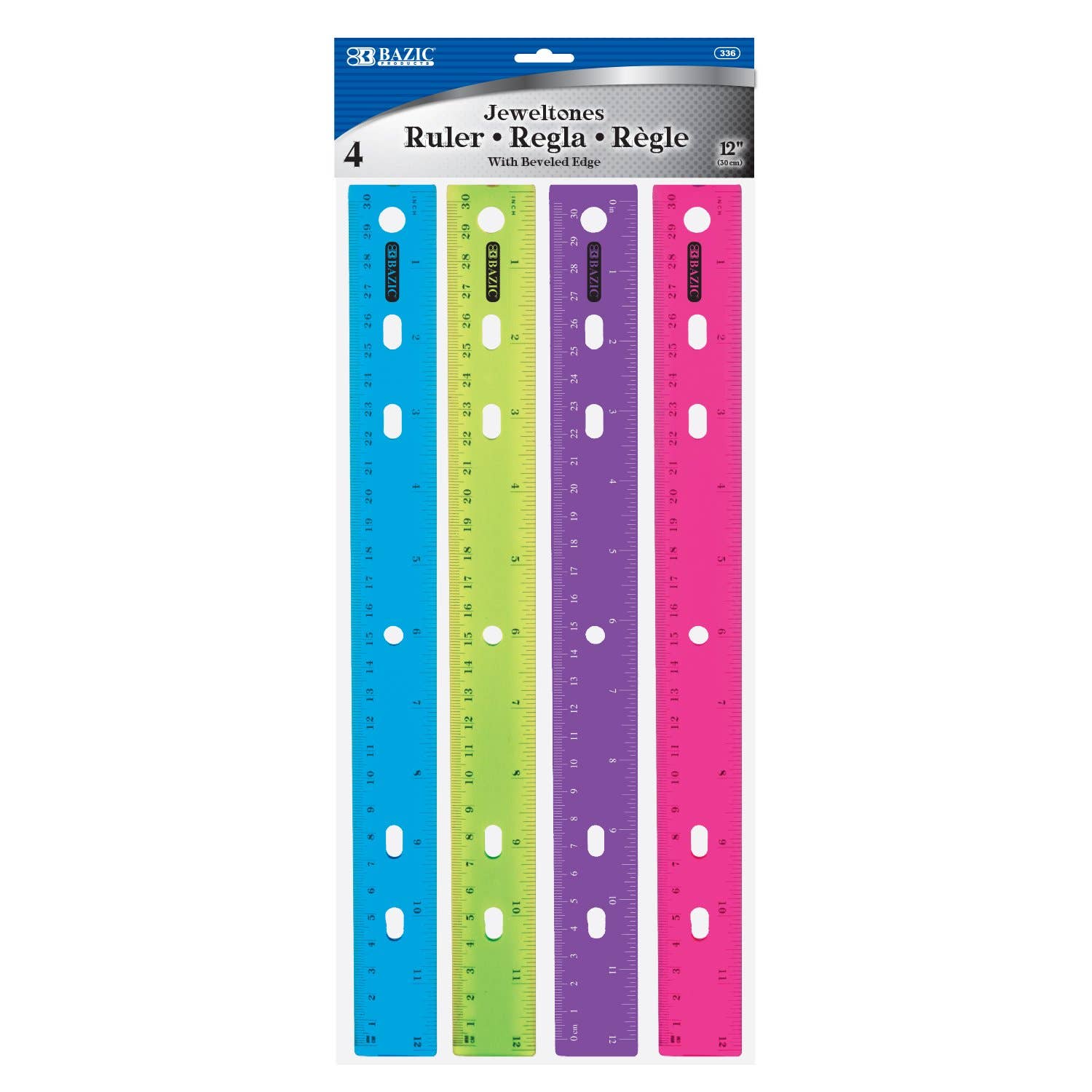 Luna Office Supply -  Everyday Essential – wholesale Ruler – 12" Jeweltones Color Ruler - Pack of 42