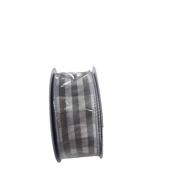 General Wholesale Inc - Wholesale Craft Supplies - 1.5 X 10YD White and Grey Satin Striped Ribbon - 254898G