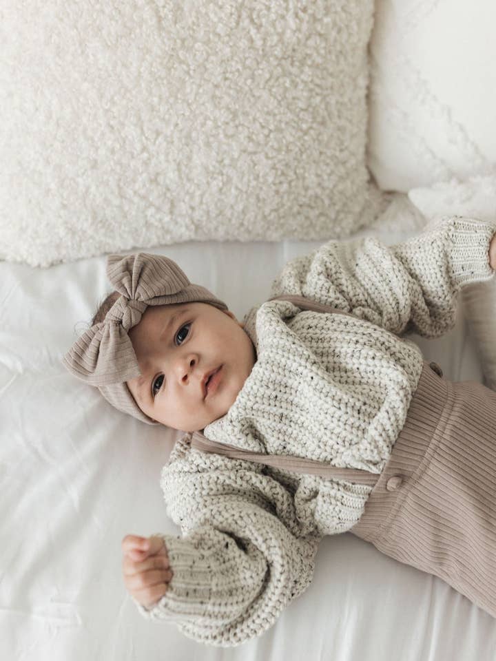 Mila & Co. - Wholesale Overalls - Baby - Ribbed Suspender | Mushroom