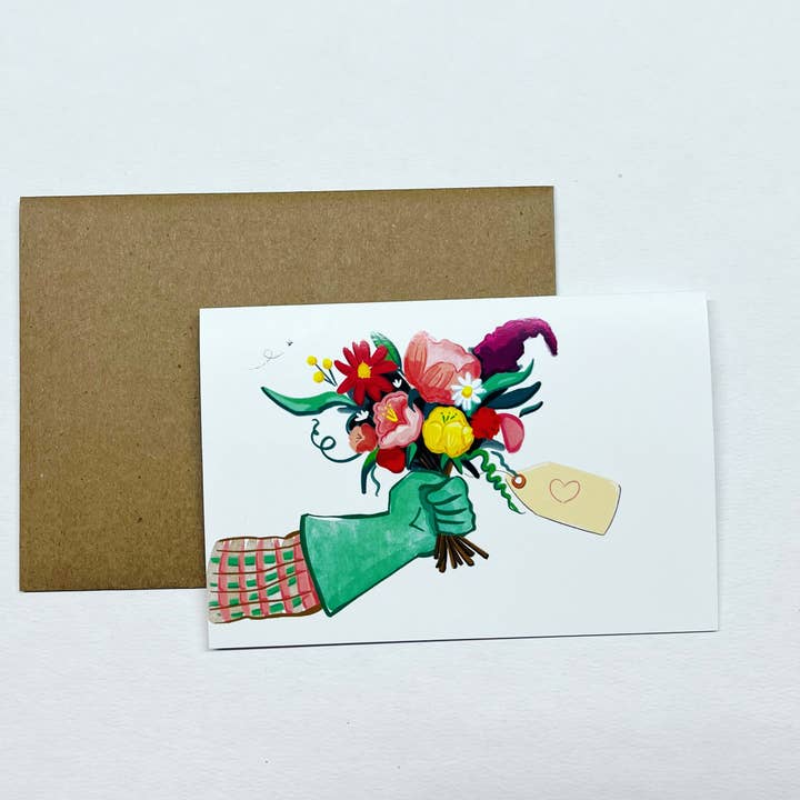 I Brought You Flowers, carte de vœux, taille A6 pour la vente par Gray Day Studio