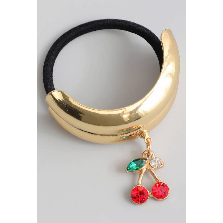 ÉLASTIQUE À CHEVEUX AVEC BRELOQUE CERISE pour la vente par Girly