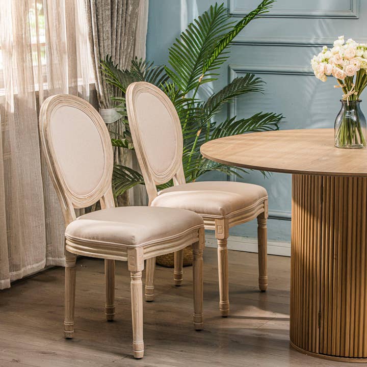 Nordlys - Wholesale Chair - RICHELIEU Set of 2 Wooden Dining Chairs with Beige Fabric1