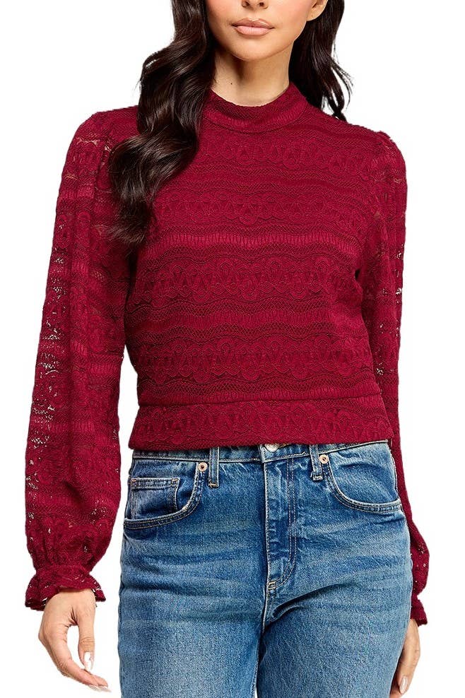Vanilla Monkey - Wholesale Knit Top - Women's - Long Sleeve Lace Top2