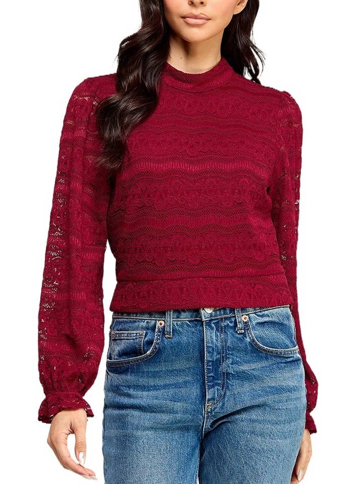 Vanilla Monkey - Wholesale Knit Top - Women's - Long Sleeve Lace Top2