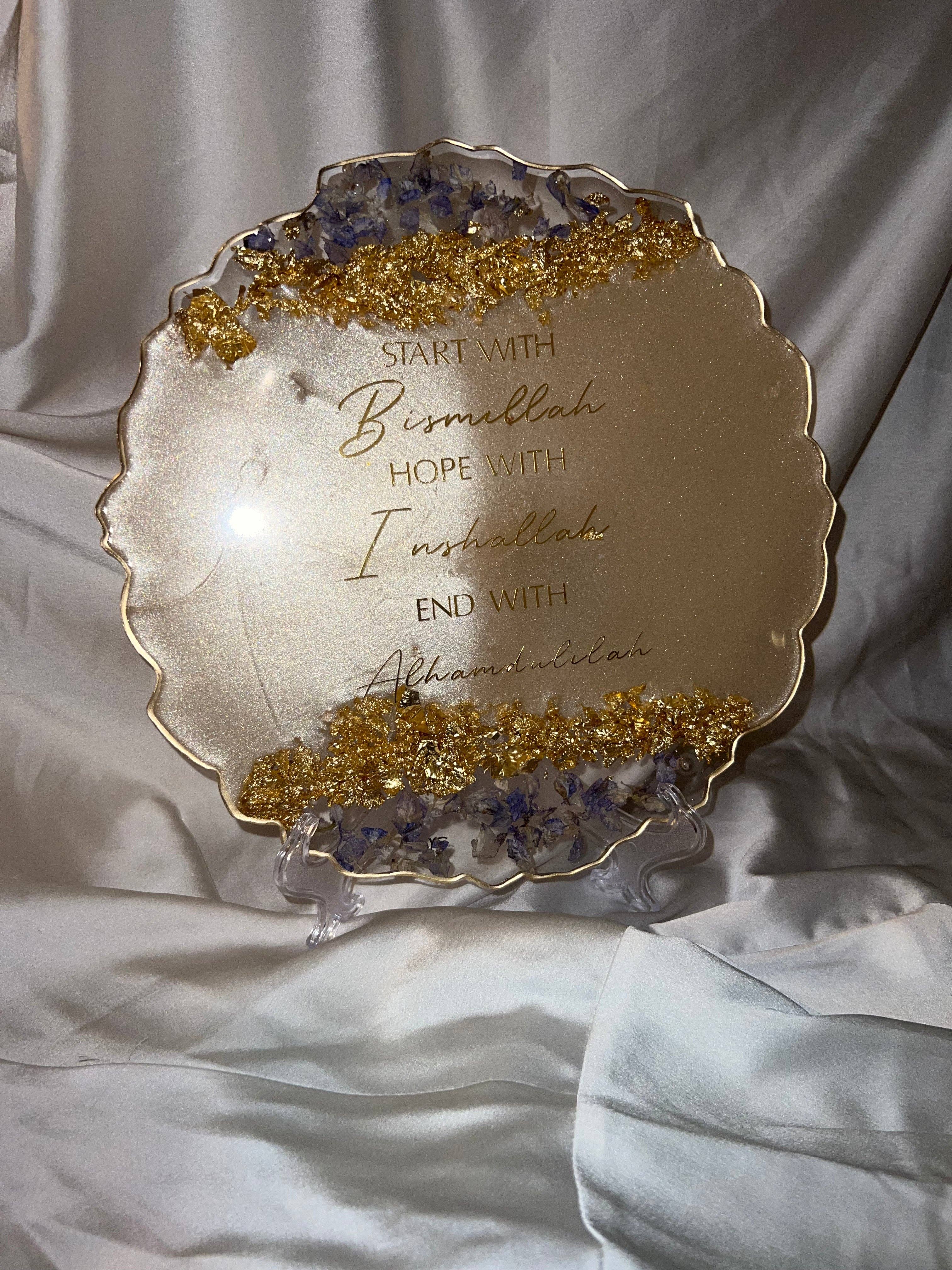 Hudaa & Co – wholesale Ornament – Geode Arabic Quote Display Ornament and Stand | Islamic Canvas | Ramadan | Eid Gift | Bespoke Home Decor | Ramadan Decoration |8