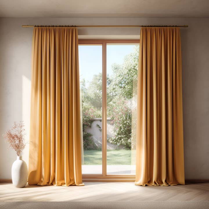 Golden Ochre Velvet Curtain for wholesale by North Curtain