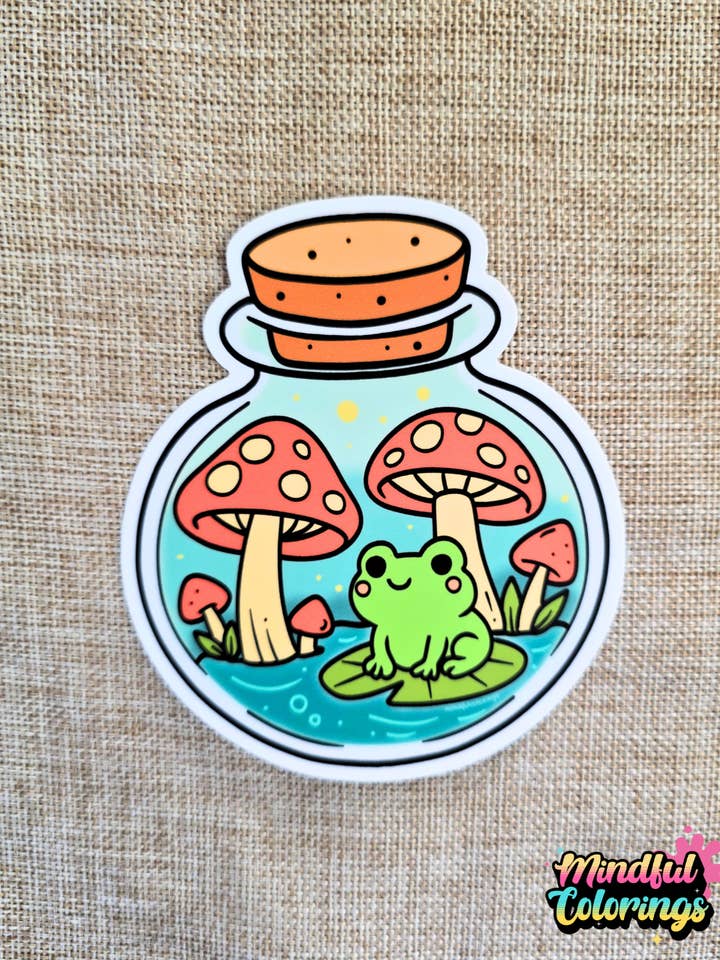 Sticker: Frog Bottle for wholesale by Mindful Colorings