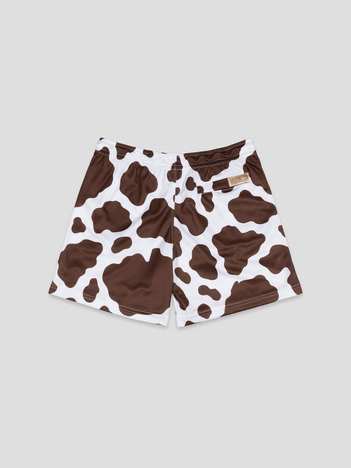Baseballism - Wholesale Shorts - Kids - Moo Milk Cow Print Diamond Air Mesh Shorts (Brown) - Youth1