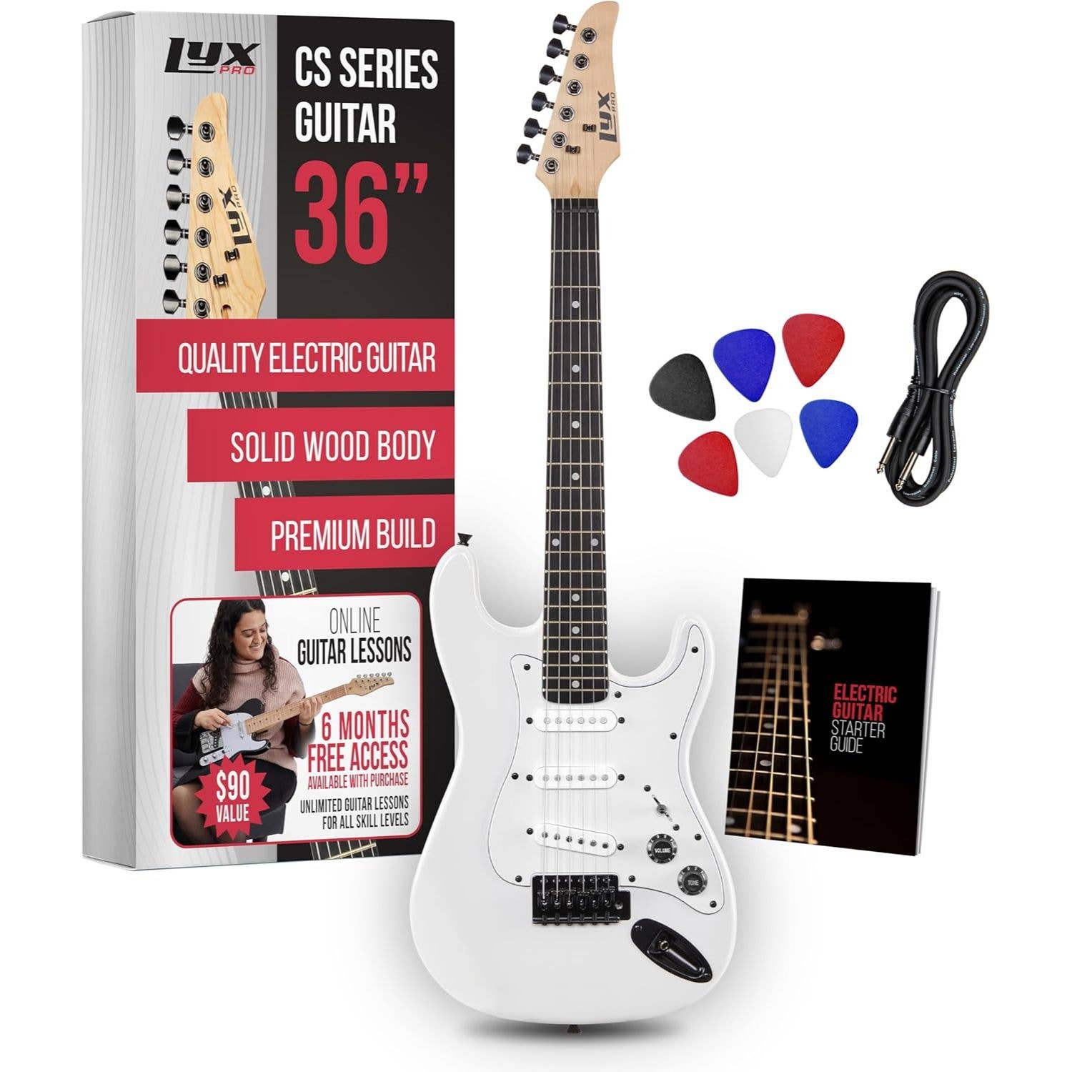 LyxPro – wholesale Musical instrument – CS 36” Beginner Electric Guitar Kit with Amp, Cable & More!5