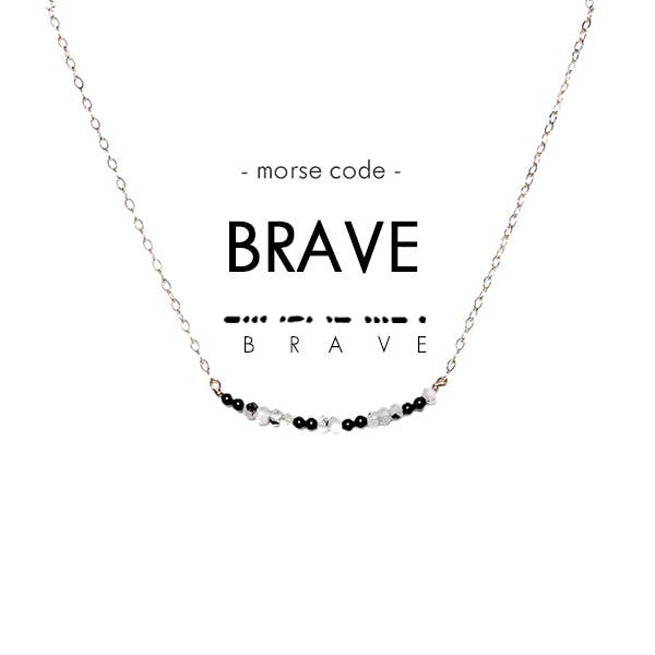 Dainty Stone Morse Code Necklace // Brave for wholesale by ETHICGOODS