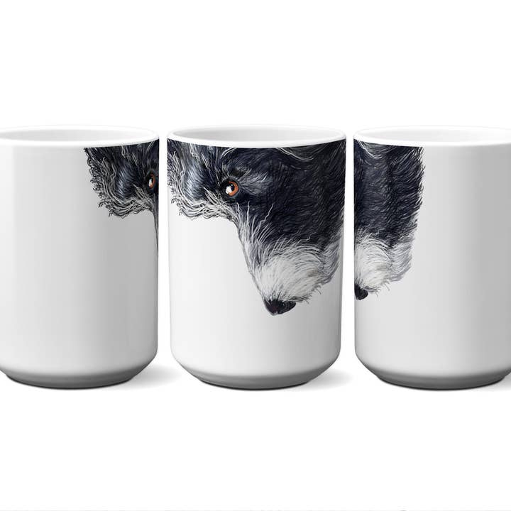 American Brand Studio - Wholesale Coffee Mug - Black & White Aussie Doodle Snout Mug3