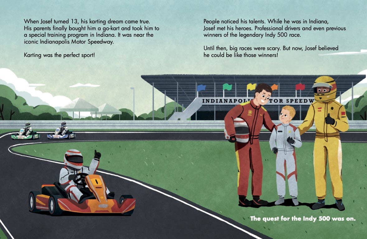 Red Racer Books - Vente Livre pour enfants de maternelle (de 3 à 5 ans) - Le grand rêve de Joseph : une histoire de l'INDY 500 - Livre pour enfants à couverture rigide7