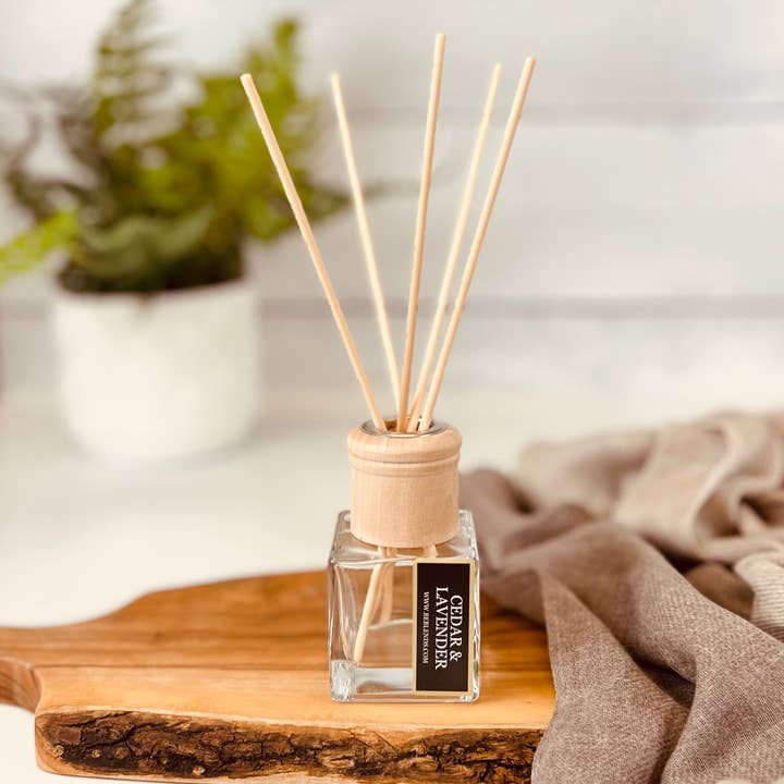 Cedar & Lavender Reed Diffuser Bottles | Reed Diffusers for wholesale by Be Blends | Soy Candles & Natural Products