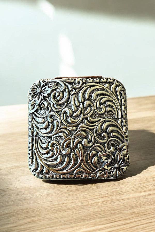 Andrea Bijoux - Wholesale Jewelry Box/Organizer - WESTERN PATTERN METAL PLATE JEWELRY BOX2