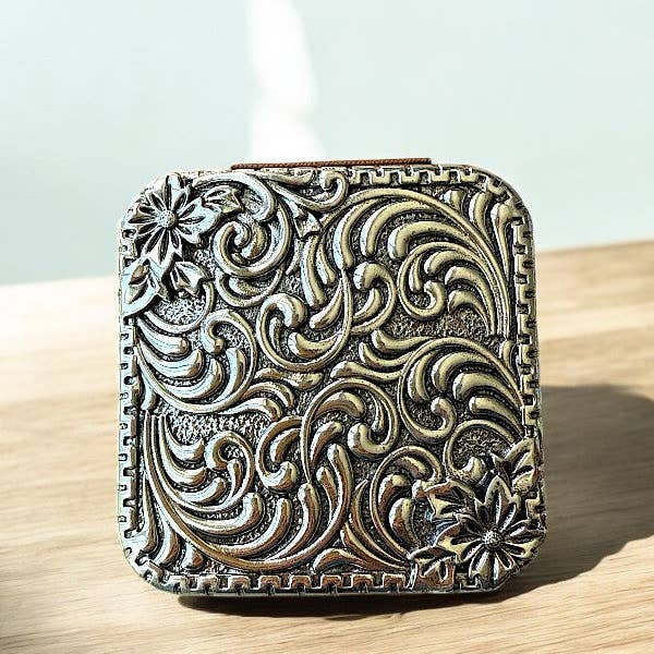Andrea Bijoux - Wholesale Jewelry Box/Organizer - WESTERN PATTERN METAL PLATE JEWELRY BOX2