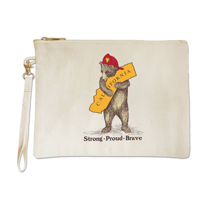 CA Firefighter Bear Zipper Pouch for wholesale by SF Mercantile