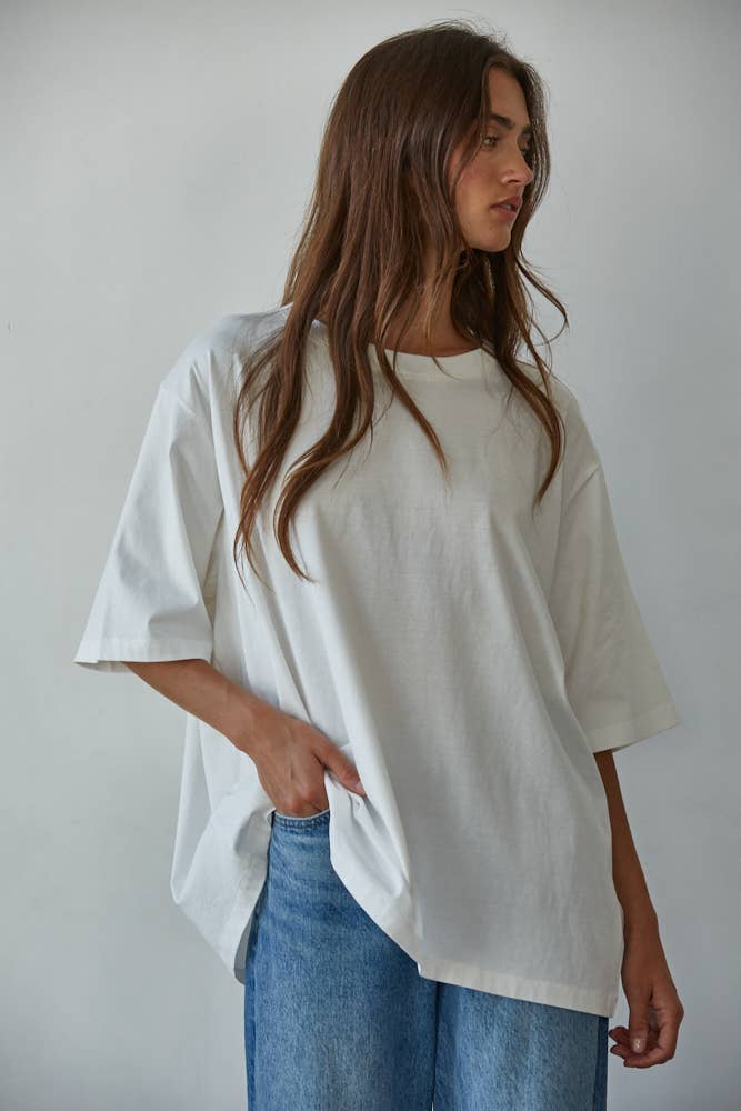 By Together - Wholesale Tunic - Women's - L8684 | Knit Cotton Drop Shoulder Oversized Top0