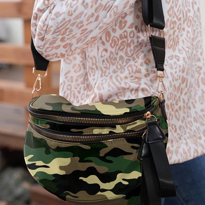 Suhkasana - Wholesale Crossbody Bag - Women's - Camo Print Crossbody Shoulder Bag with Gold Chain Detail22