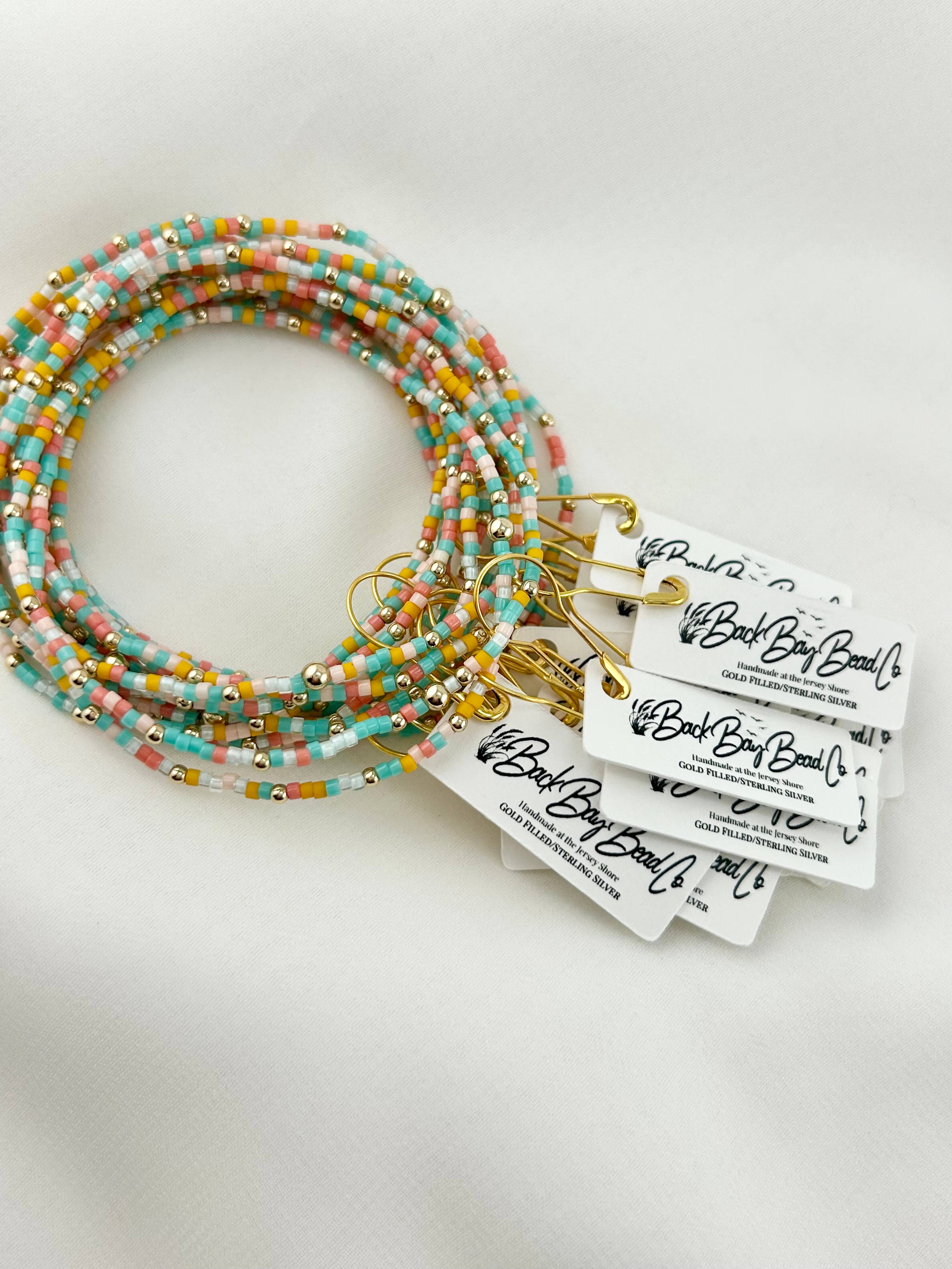 Back Bay Bead Company - Wholesale Beaded Bracelet - Seed Bead Stretch Bracelet Gold Filled Color Bead Bracelets 24