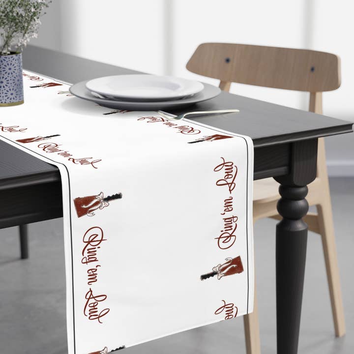 Maroon Mississippi Cowbell Paper Table Runner Roll for wholesale by Hey Y'all Party