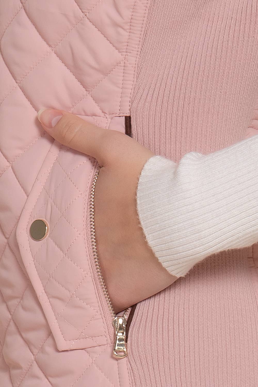 Active Basic | Active USA - Wholesale Outerwear Vest - Women's - Suede Piping Detail Rib Quilted Padding Vest23