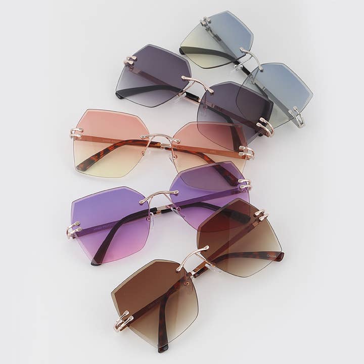 Lunettes de soleil géométriques sans monture pour la vente par 3AM BY H&D ACCESSORIES