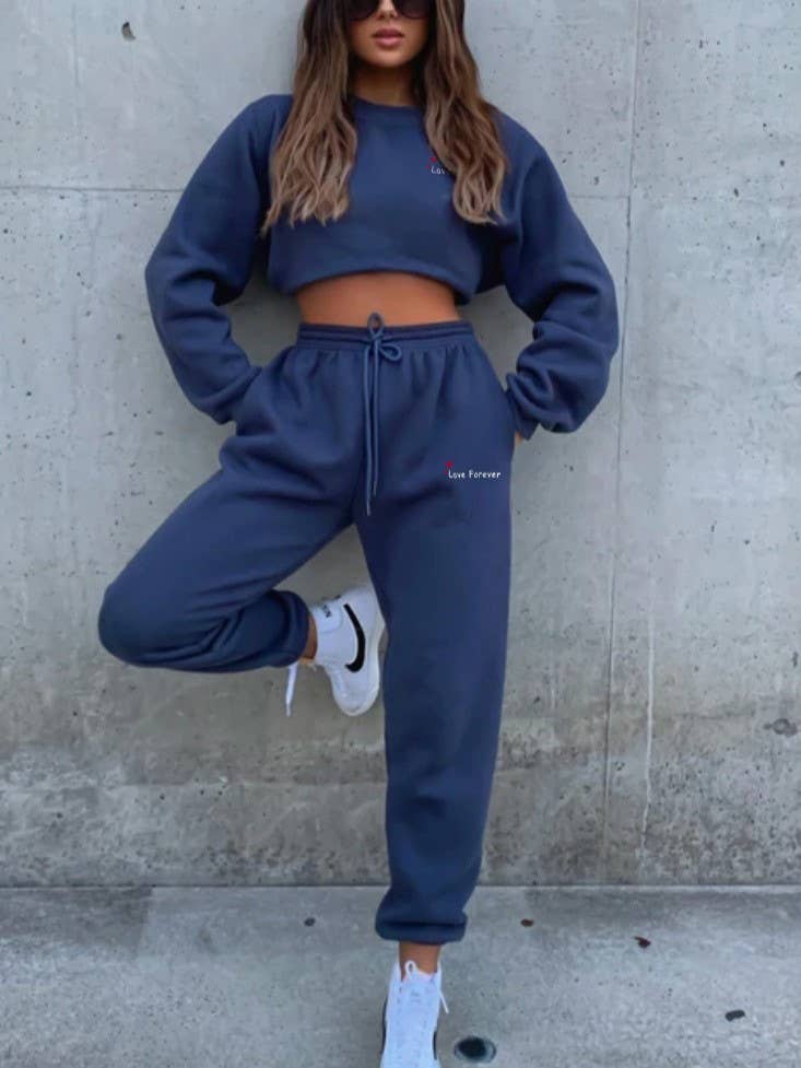 Rosa Clothing - Wholesale Top & Pant Set (NOT Loungewear) - Women's - Hearts Leisure Letter Print Long SleeveSweatshirt Set8