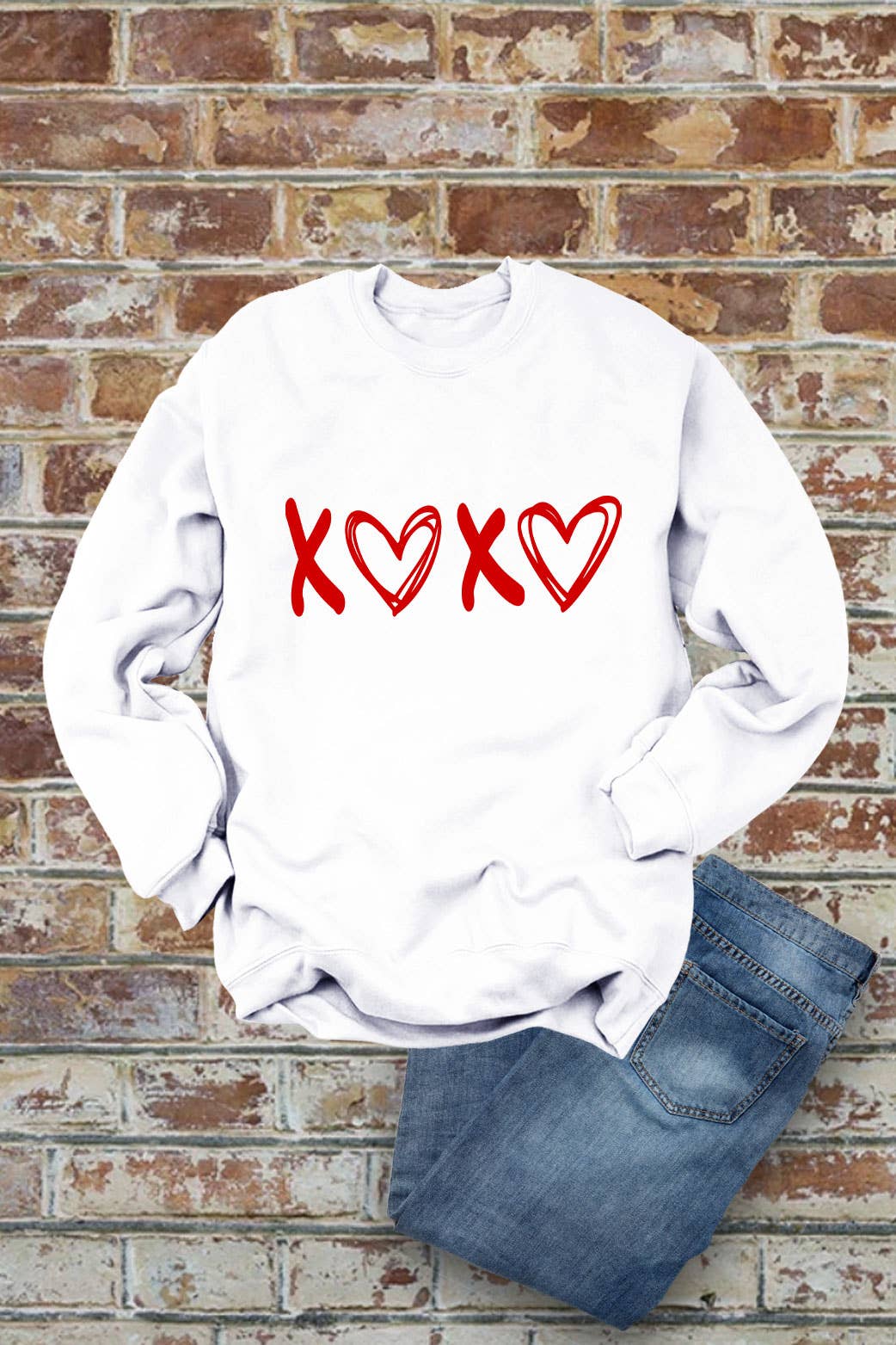 Top Avenue - Venta al por mayor Sudadera estampada - Mujer - Sudaderas unisex de forro polar con cuello redondo, de XOXO Love Heart, para San Valentín0
