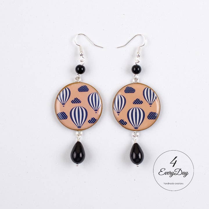 Earrings: Mustard Hot Air Balloons for wholesale by 4everyday Handmade