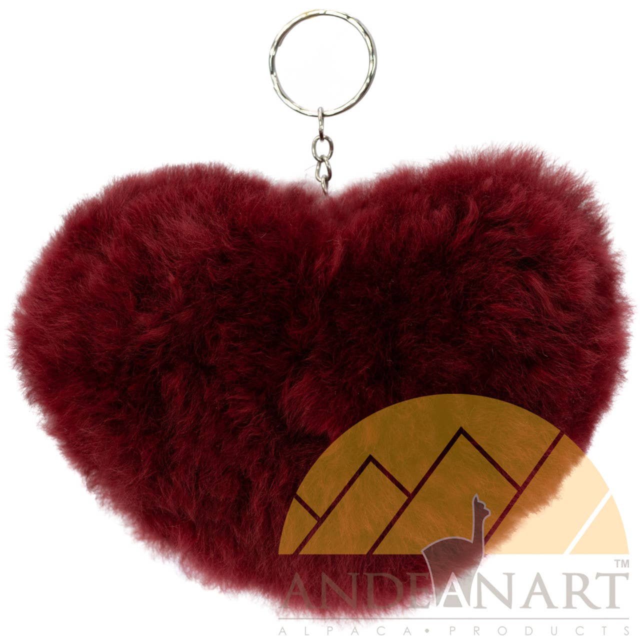 AndeanArt – Engroshandel Nøglering - Dame – Ny!!! Alpaca pels hjerteformet nøglering 4,5" - US LAGER6