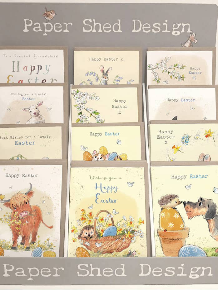 EASTER COUNTER PACK - 12 DESIGNS FREE COUNTER STAND for wholesale by Paper Shed Design Ltd