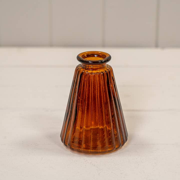 Burnt Amber Ribbed Glass Bottle for wholesale by Satchville