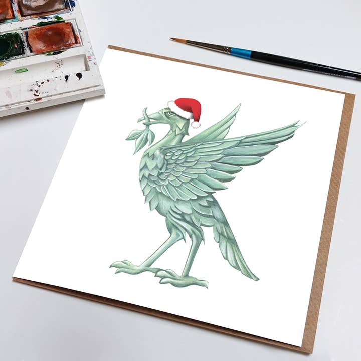 Liverpool Weihnachtskarte — Santa Liver Bird für den Großhandel von Rebecca Christian