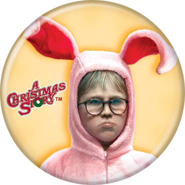 Christmas Story Pink Bunny Buttons 1.25" Round for wholesale by Ata-Boy