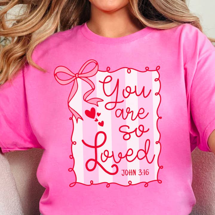 Loved John 3:16 Valentine’s Day Graphic T-Shirt | Gildan for wholesale by Shoppe SHC