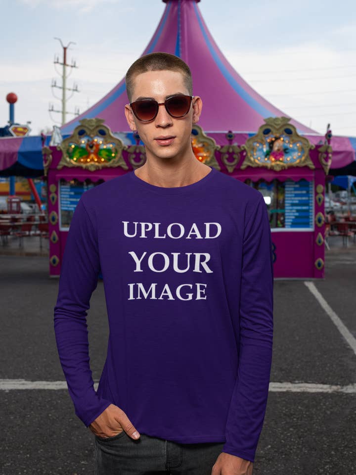 100% Cotton Purple Long Sleeve Tee Print Your Own Design for wholesale by Tshirtplus