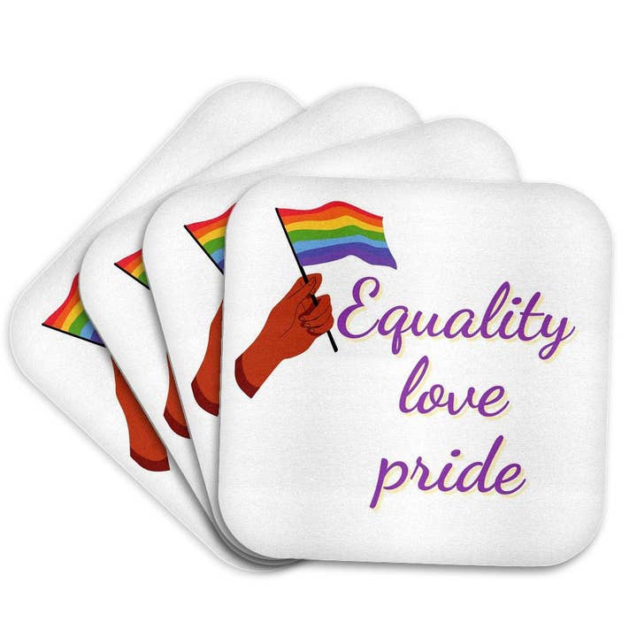 3dRose, Image du drapeau avec texte Égalité Amour Fierté, Dessous de verre pour la vente par 3dRose