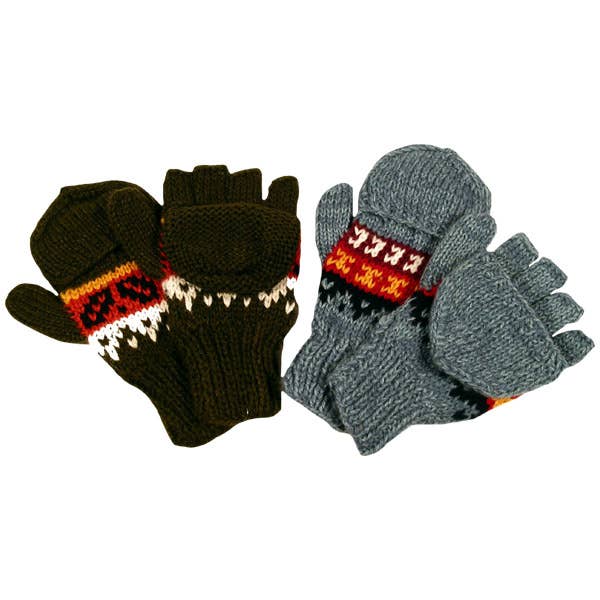 Sanyork Fair Trade - Wholesale Gloves - Women's - Knit Heavy Glittens Alpaca Blend Fair Trade