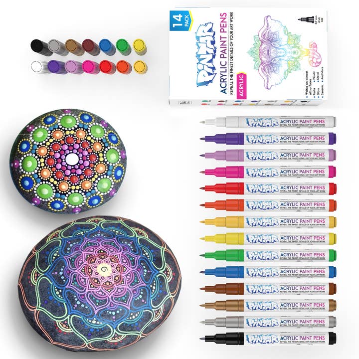 Pintar Art Supply - Wholesale Marker - Pintar 14 Pack Fine Point Acrylic Paint Pens with 0.7mm Tip