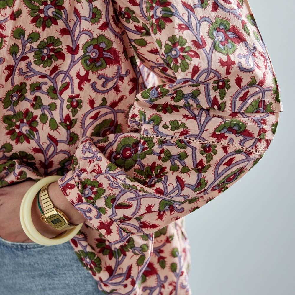 Bonheur du Jour - Wholesale Blouse - Women's - Women's blouse with Indian flower print - Pink3