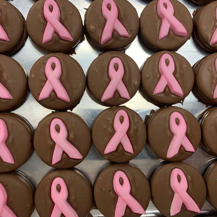 O'Shea's Candies Sweet Shop - Wholesale Chocolate Covered Sweets - O’Oreo “Breast Cancer” Milk Chocolate 2PK w/ Flair Top