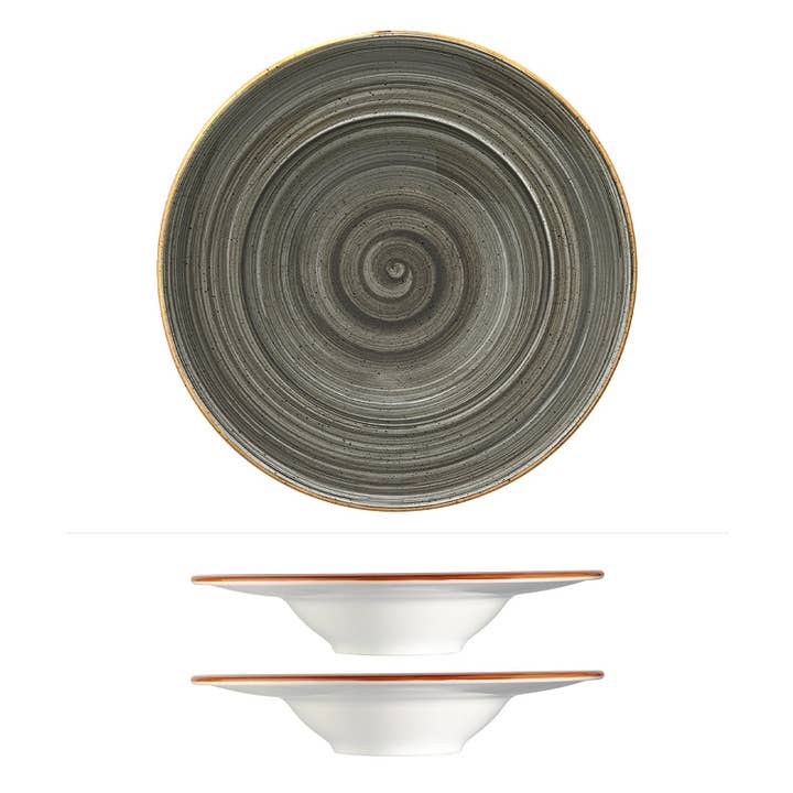 Space dia.10.75" h:2.25" 16 oz. Round Grey Porcelain Bowl (Set of 2) for wholesale by TURGLA HOME