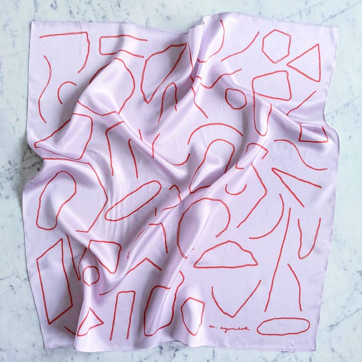 Madeleine Sywulak US - Wholesale Scarf - Women's - 100% Silk Scarf - Lavender & Poppy