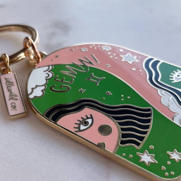 Idlewild Co. - Wholesale Sleutelhanger - Dames - Sterrenbeeld Tweelingen sleutelhanger van messing en emaille2