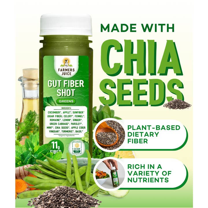 Farmer's Juice - Wholesale Wellness Juice/Tonic - Gut Fiber Shot Blueberry | 24 Shots4