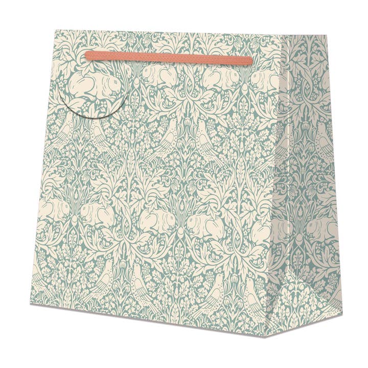 William Morris Large Square Gift Bag Brer Rabbit Green for wholesale by Penny Kennedy Ltd