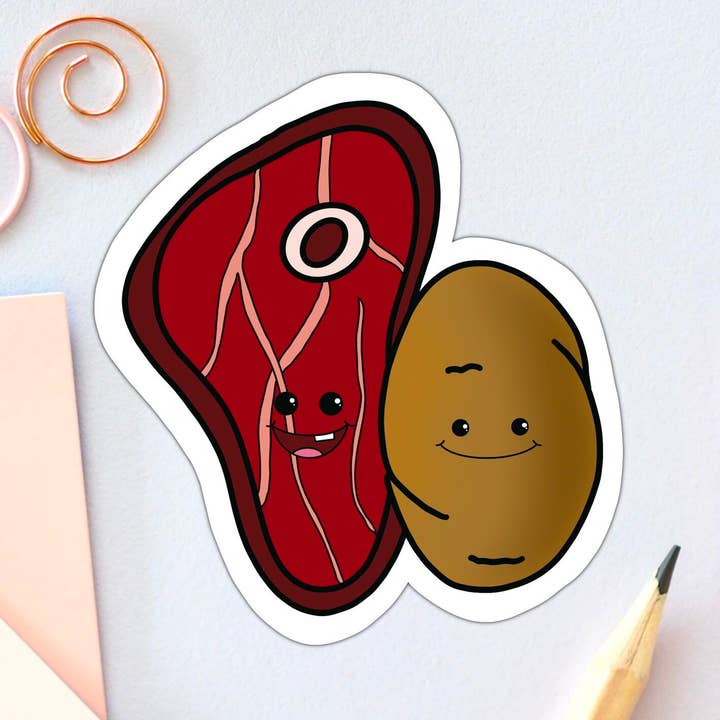 Steak und Kartoffel, Geschmacksknospen, Essen, Wortspiele, Essen, Beste Freunde, für den Großhandel von Stick With It Sticker Co